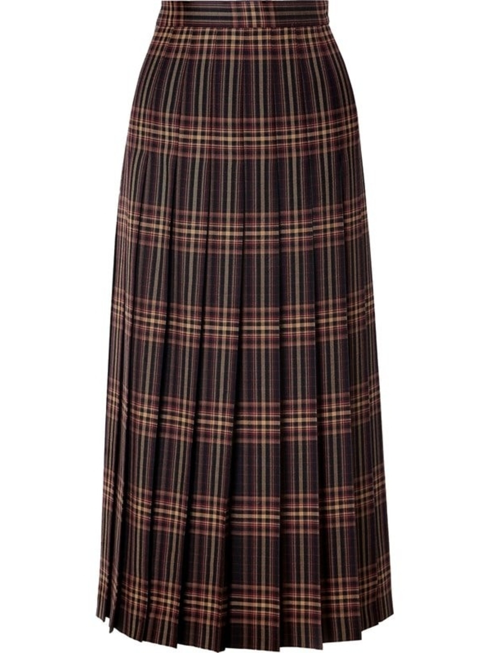 Gucci Pleated Checked Wool-Twill Midi Skirt - Picture 2 of 5